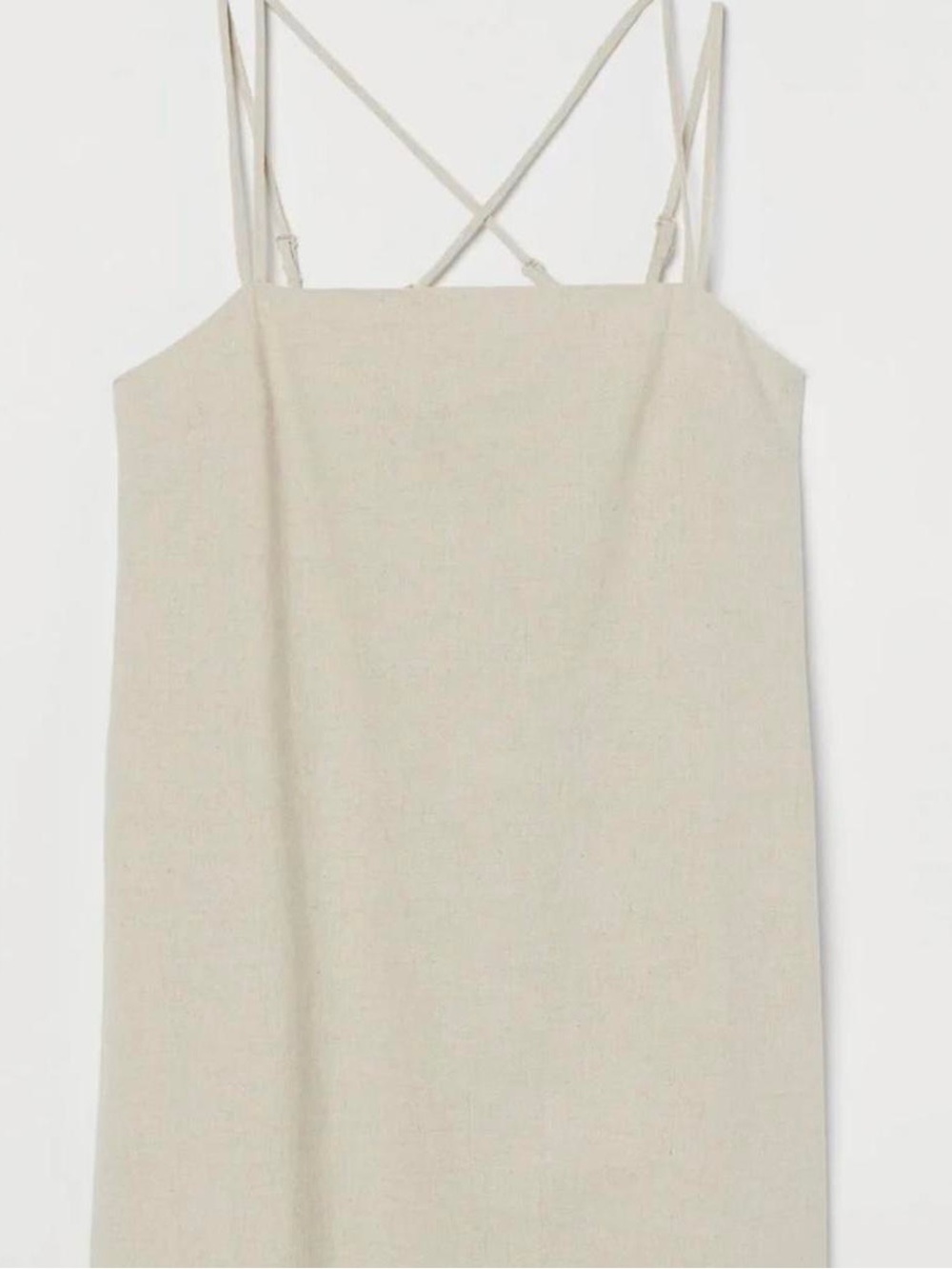H&M Linen Blend Mini Dress Natural Tan Sz S